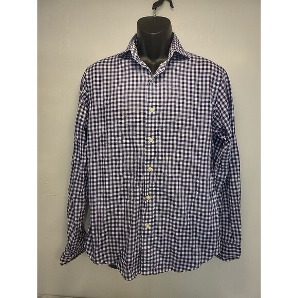 Polo Ralph Lauren Shirt Mens Medium Purple Gingham Plaid Long Sleeve Button Down - Picture 1 of 5